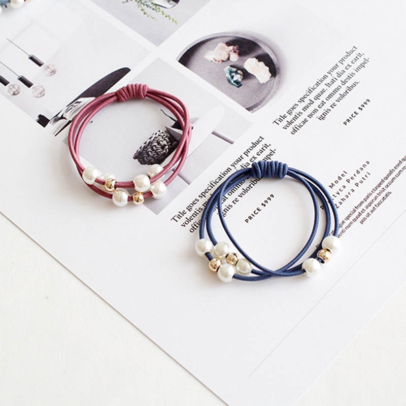 Dây buộc tóc co giãn đính ngọc trai giả thời trang cho nữ