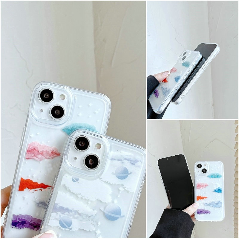 Vivo Y21 2021 Y33S Y21S Y21T Y20 Y20i Y20SG Y20S G Y12S 2021 Y12A Y17 Y15 Y12 U10 Y12i Y3S Y72 Y52 Y19 5G Y52S Y31S S1 X50 V15 V20 Pro Fine Hole Colorful Moon planet Clouds Space Case Clear Shockproof Soft Phone Back Cover JSCK 15
