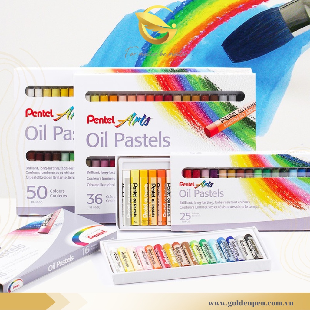 Sáp Dầu Pentel Oil Pastel PHN-12/16/25/36/50  | Bám Mọi Loại Giấy Vẽ | Lên Màu Chuẩn | An Toàn Sức Khỏe