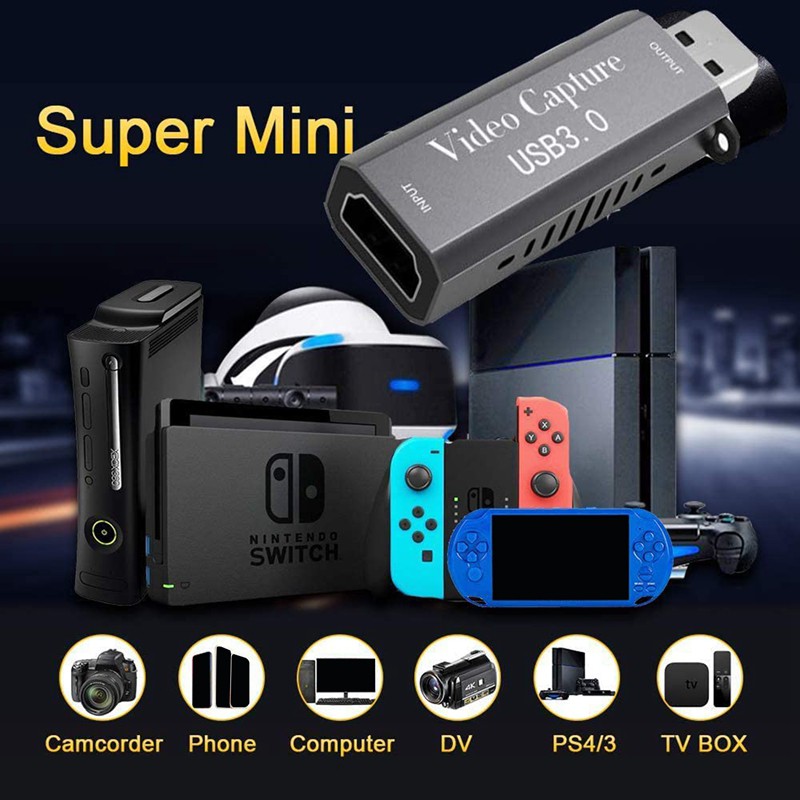 HDMI Video Capture Card, 4K HDMI to USB 3.0 Game Capture 1080P Audio Video Grabber for Live Streaming Gaming Conference