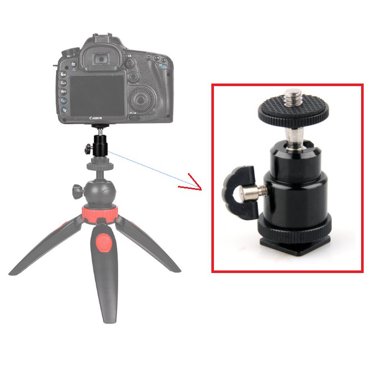 Khớp xoay gắn đèn flash máy ảnh , gắn điện thoại hoặc máy ảnh vào tripod xoay 360 độ