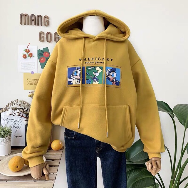 Áo hoodie vải nỉ lót bông dày dặn in Socen