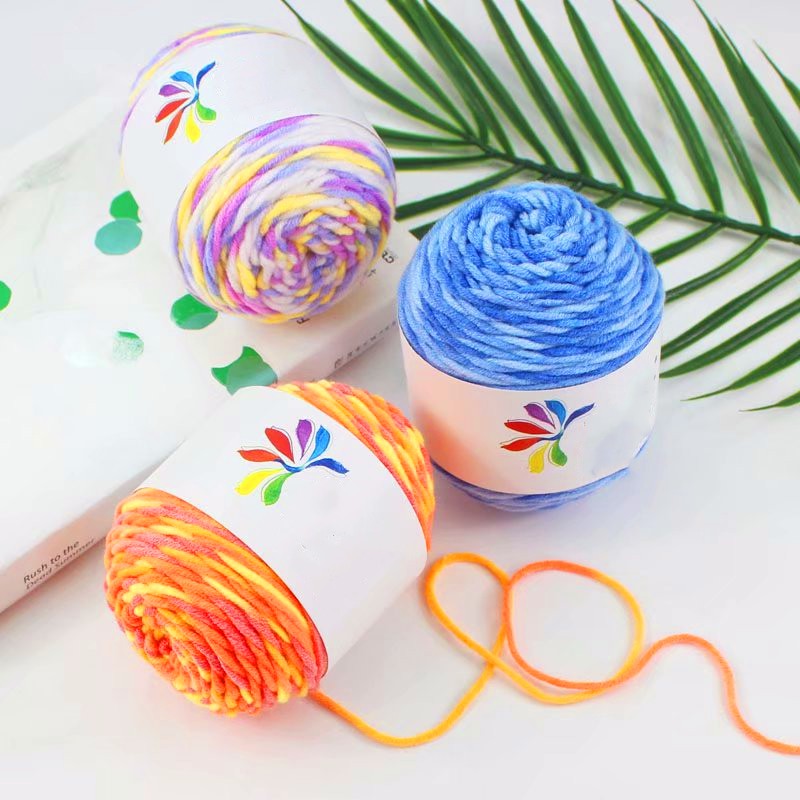 Cuộn chỉ Cotton dày 5 màu Gradient dùng đan áo len/ khăn choàng DIY