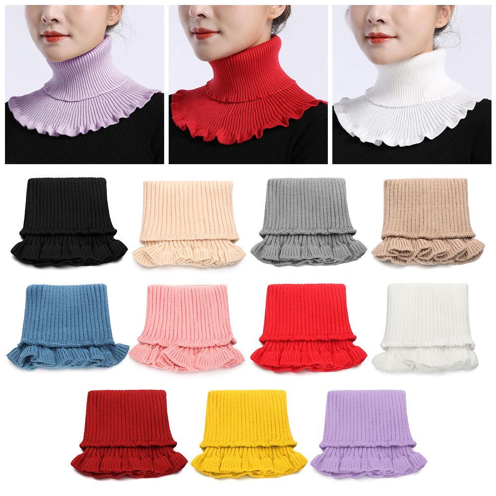 Khăn choàng cổ giả len dệt kim cổ lọ ấm áp thời trang mùa đông cho nữ