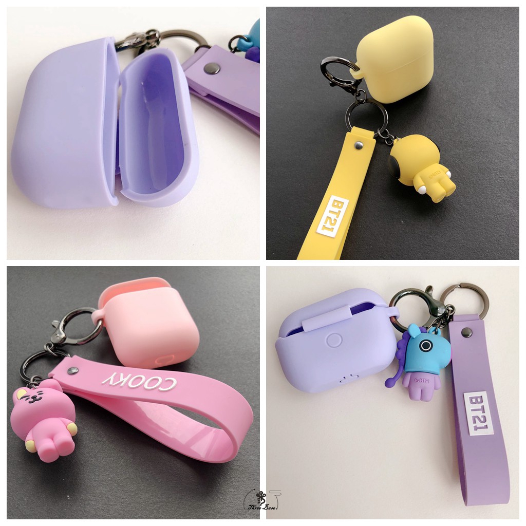 Hộp đựng tai nghe Airpods loại lớn phong cách Hàn Quốc chất lượng cao hình KPOP BTS BT21 Bangtan đáng yêu