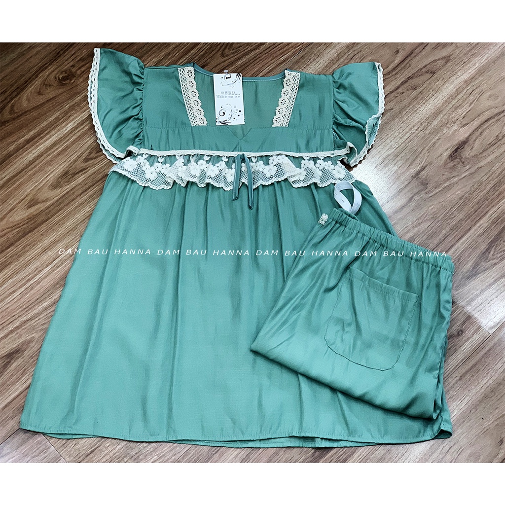 [SIZE 40-65KG] Đồ bộ bầu lửng mặc ở nhà thoải mái vải lụa hàn cao cấp thoáng mát có lưng thun điều chỉnh bụng