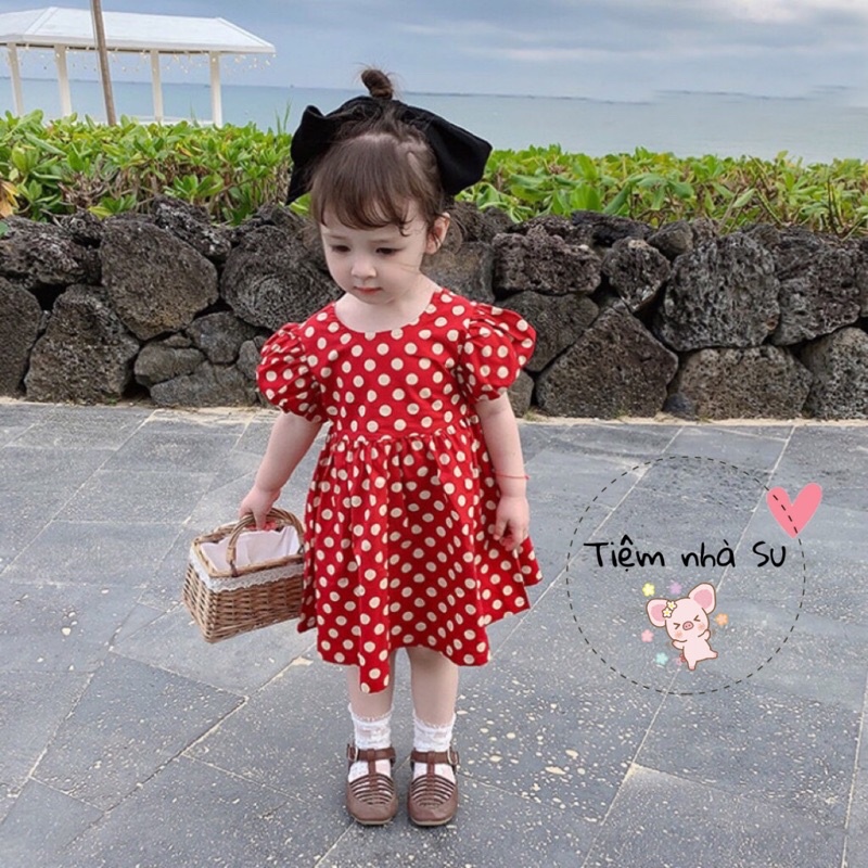 Váy xoè chấm bi cho bé gái phong cách Hàn quốc (08-16kg)