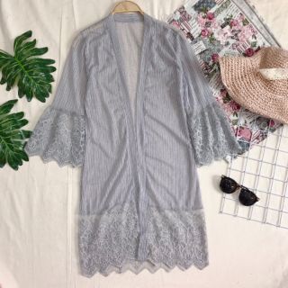 Áo khoác kimono viền ren