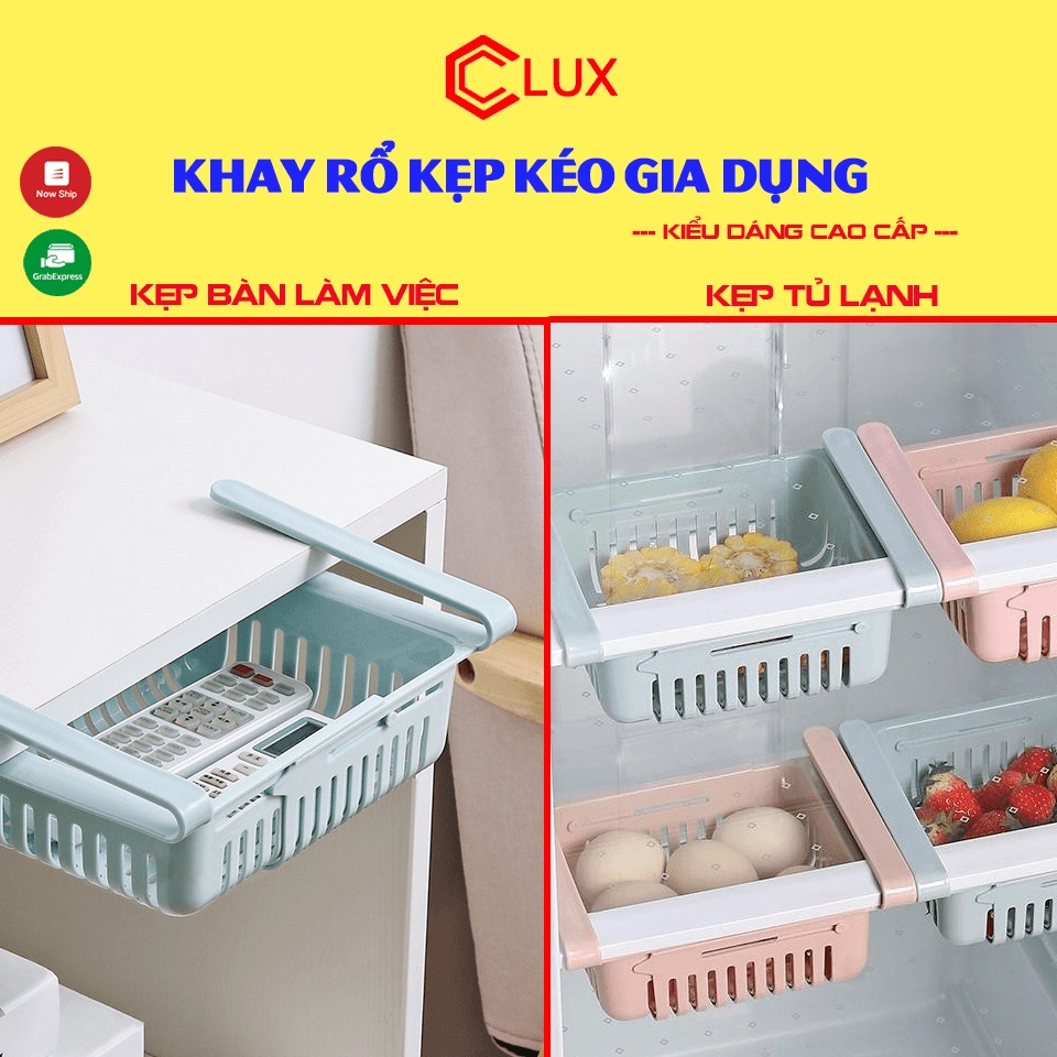 Khay rổ kẹp tủ lạnh, bàn có thể kéo dài, khay rổ kẹp đựng đồ đa năng siêu tiện lợi