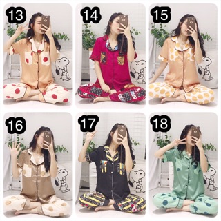 [Xả hàng] Bộ lụa pha màu hoạ tiết áo cộc quần dài