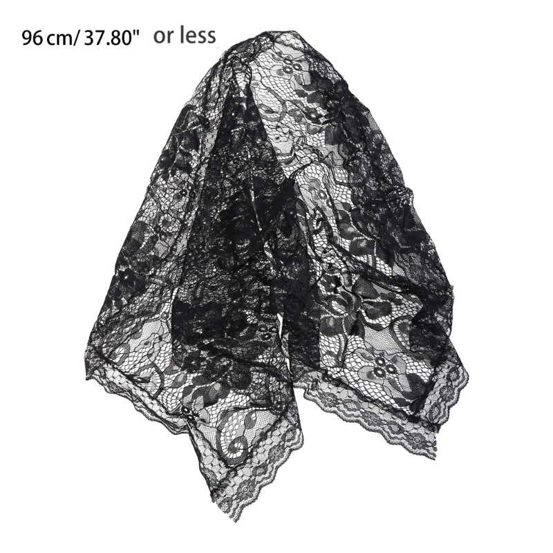 Mạng Che Mặt Phối Ren Hoa Màu Đen Dành Cho Cô Dâu