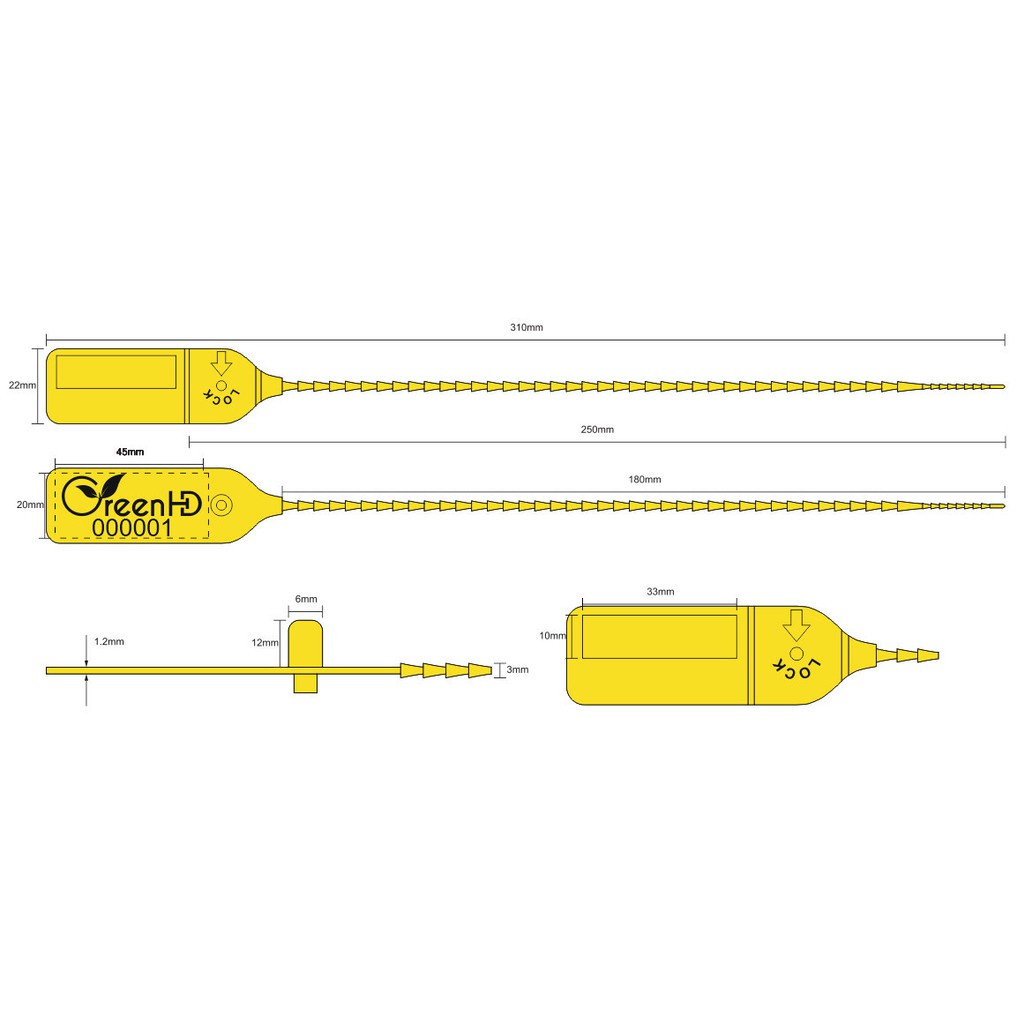 Seal nhựa niêm phong dạng dẹt [ in seri cho xe hàng ( Bịch 100 chiếc)]