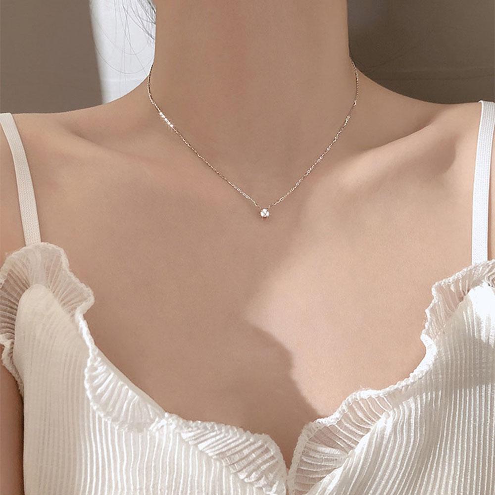 Dây Chuyền Thiết Kế Mặt Hình Học Đính Đá Zircon Thời Trang Thanh Lịch Cho Nữ