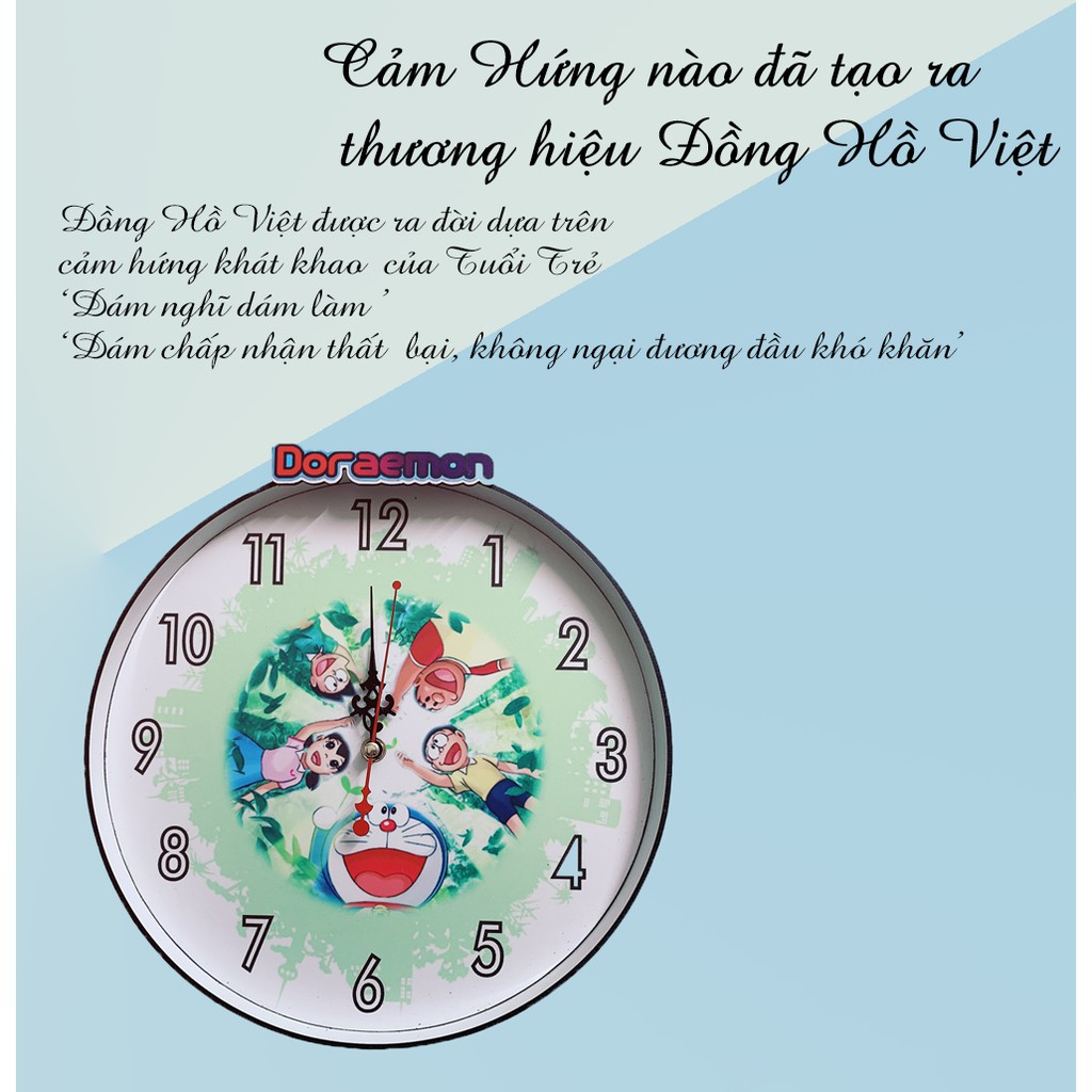 Đồ hồ treo tường kim trôi Doraemon mẫu 02 - kim trôi êm ái không gây ra tiếng ồn - phù hợp với gian phòng của bạn