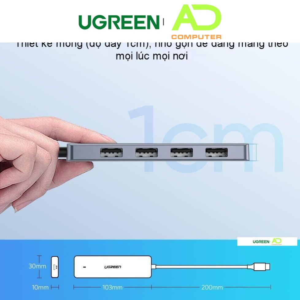 Hub USB type C sang 4 cổng USB 3.0 hỗ trợ cổng nguồn Micro USB 5V UGREEN CM219 CM136