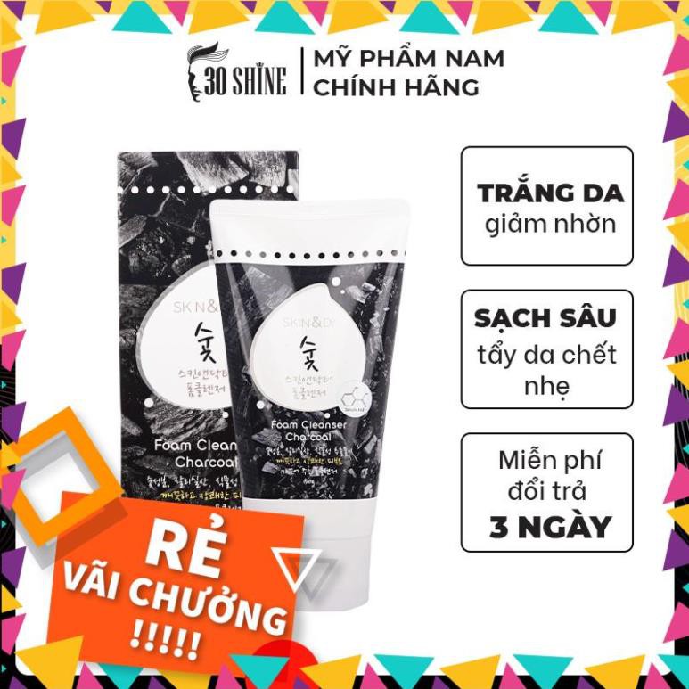Sữa Rửa Mặt Cho Nam Skin&Dr Than Hoạt Tính 100g - Trắng da kiềm dầu - 30Shine phân phối chính hãng