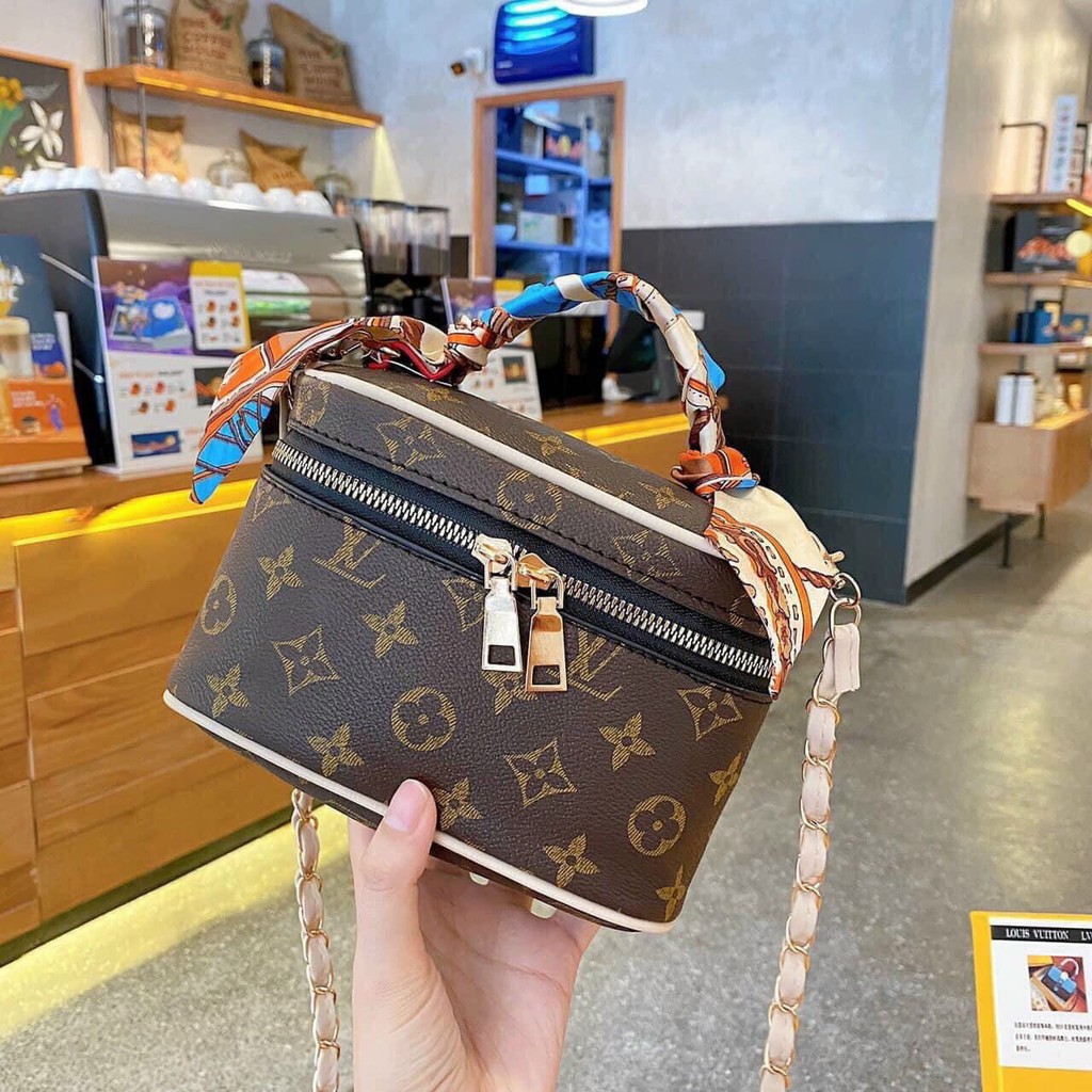 Túi hộp đeo chéo cuốn khăn, Túi buộc nơ thời trang nữ 2021