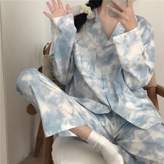 Bộ Đồ Ngủ Tay Dài Có Nút Mở Họa Tiết Hoạt Hình Phong Cách Nhật Bản