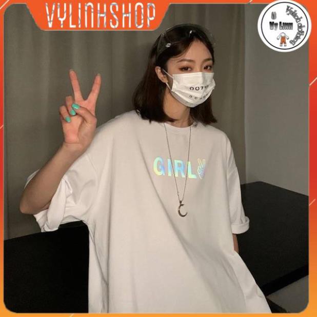 Áo thun Phản Quang unisex❤VYLINHSHOP❤áo in chữ BOY & GIRL 2 màu đen trắng form rộng siêu mát