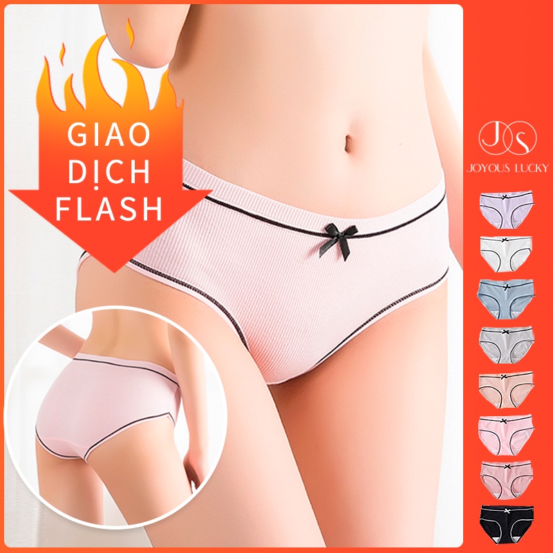 Quần Lót Cotton Không Đường May Kẻ Sọc Đính Nơ Thoáng Khí Nhiều Màu Sắc Tùy Chọn Cho Nữ