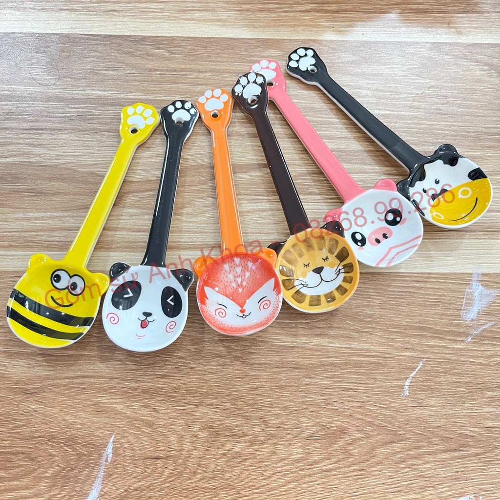 Thìa cơm, muôi canh gốm sứ Bộ bát đĩa decor thìa sứ họa tiết xinh yêu mẫu mới nhất