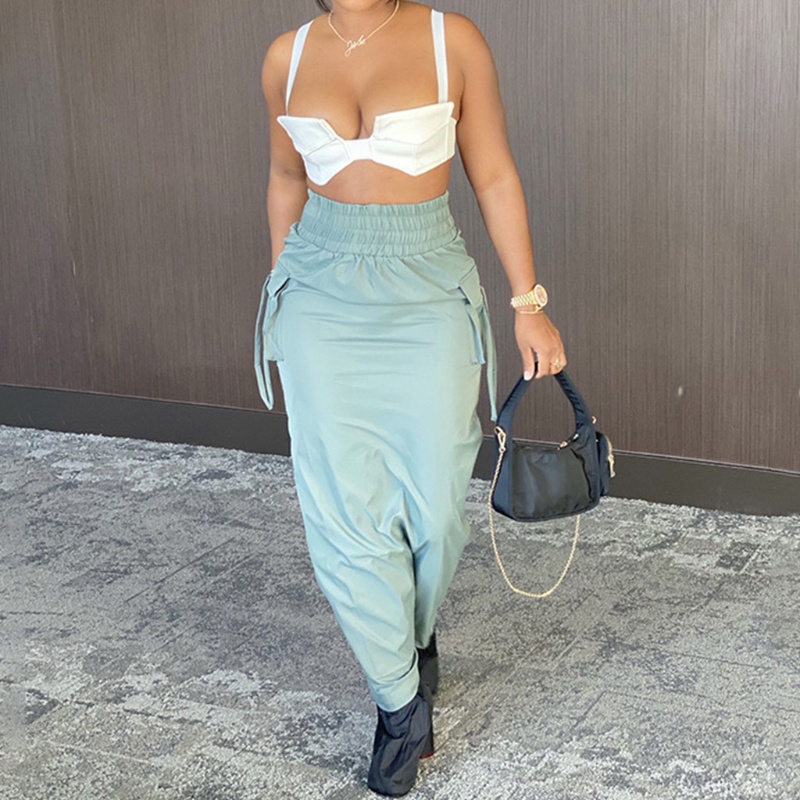 Xiangbao Chân Váy Maxi Dài Dáng Suông Lưng Cao Co Giãn Màu Trơn Có Dây Rút Bên Hông Cho Nữ Mùa Thu