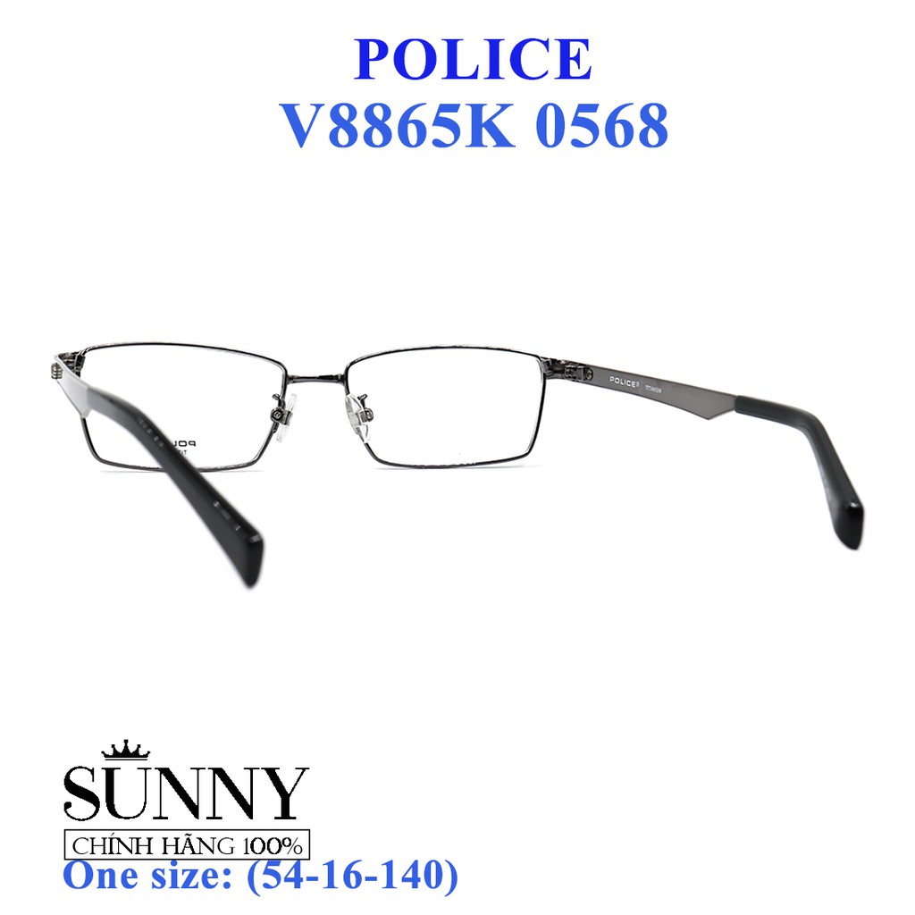 Gọng kính thời trang chính hãng Police V8865K 0568 (54-16-140), thiết kế dễ đeo bảo vệ mắt