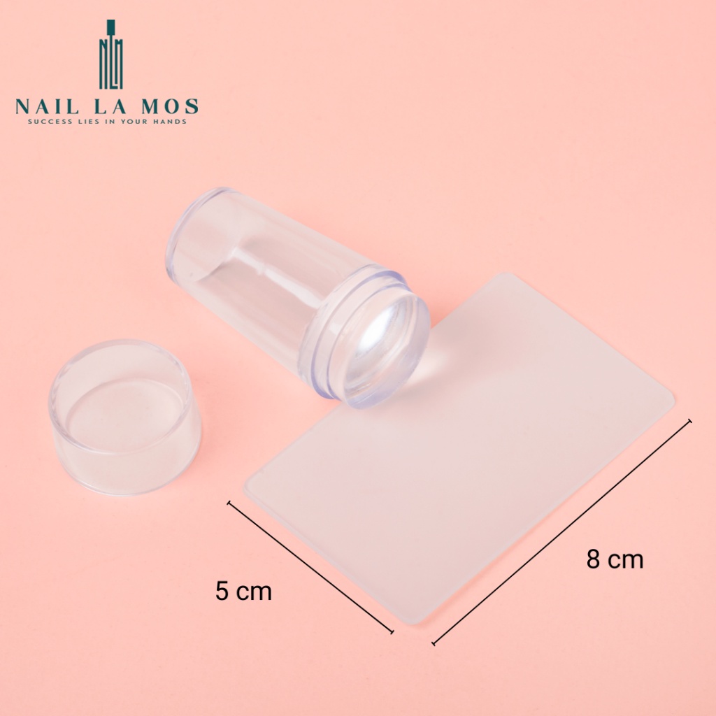 Con dấu in móng tay - đầu in nail silicone tạo phen đầu móng loại 1 trong suốt, chất mềm chuyên dụng(tặng kèm tấm gạt)