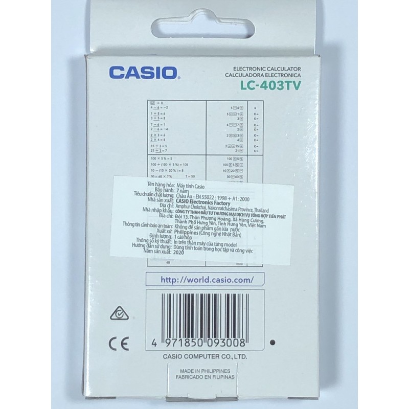 Máy tính bỏ túi Casio 403TV chính hãng - màn hình hiển thị 8 số