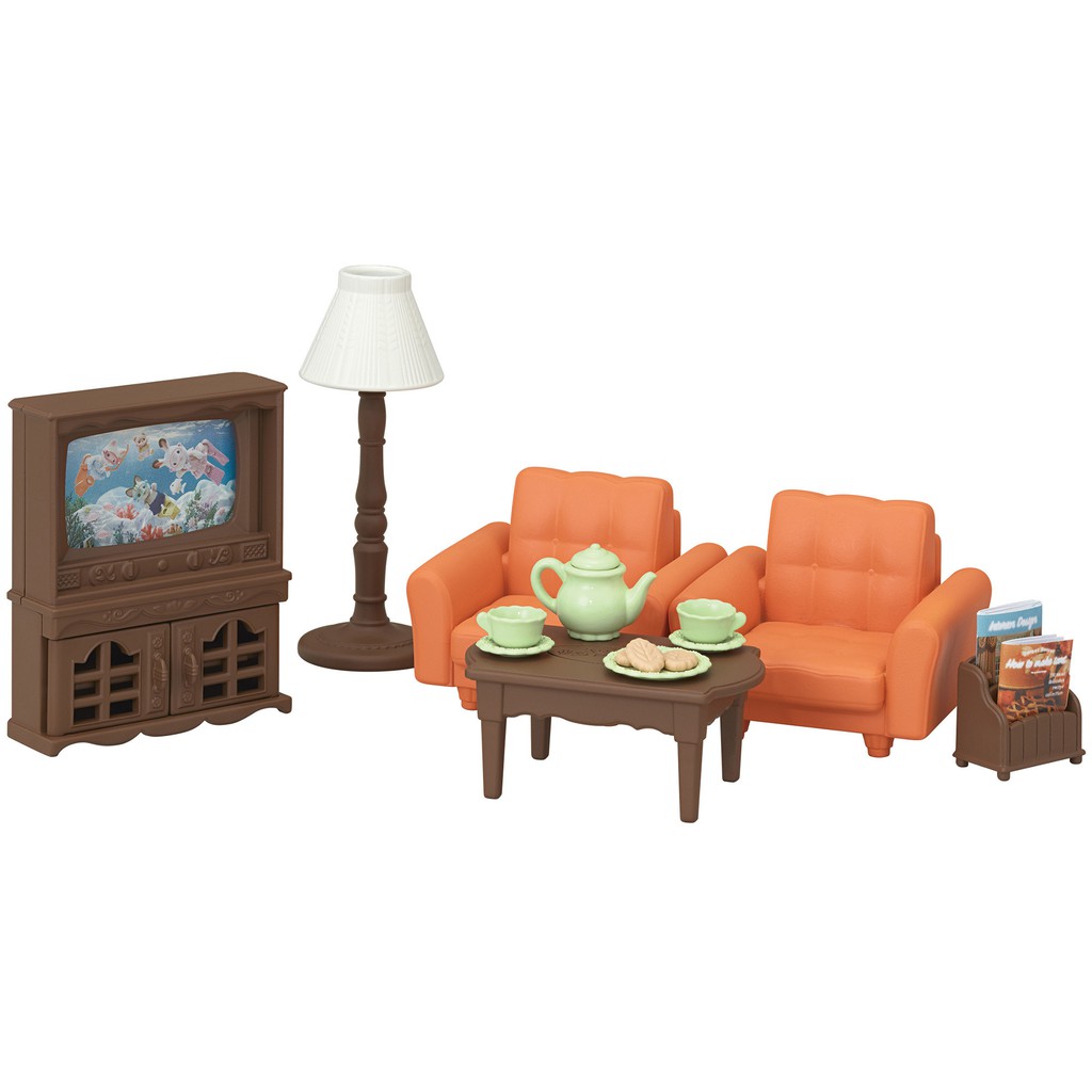 Sylvanian Families Calico Critters Bộ Nội Thất Phòng Khách Lounging Living Room Set