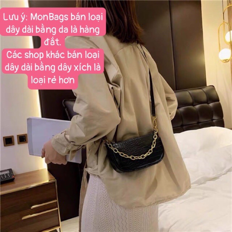 Túi Sách Nữ Kẹp Nách Đeo Chéo Hàn Quốc Màu Đen Trắng 3 Dây, Dây Ngắn, Dây Xích, Dây Dài