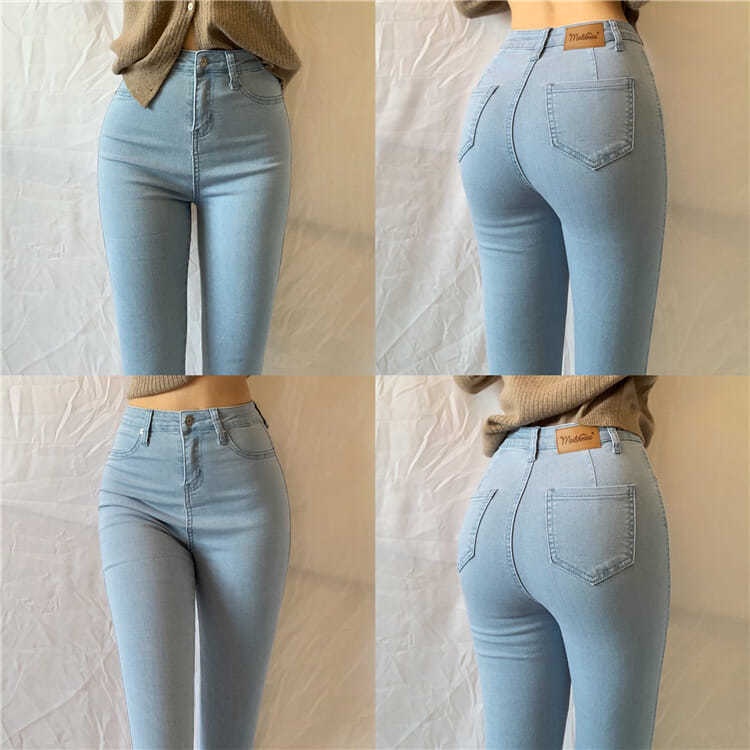 Quần Jeans Nữ Lưng Cao Ống Rộng Thời Trang Châu Âu #1