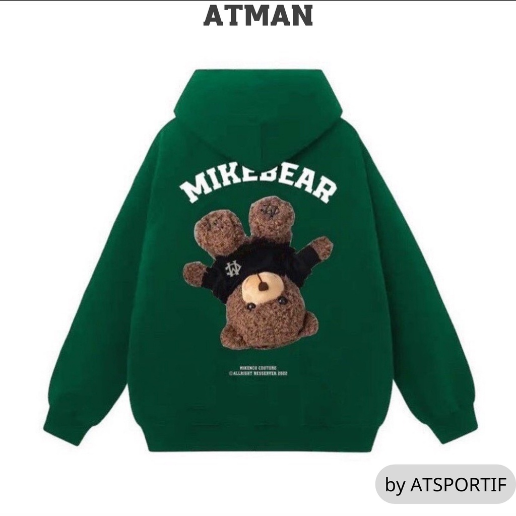 Áo Khoác Hoodie MIKE BEAR nỉ bông tay dài unisex dáng rộng, năng động, thời trang ATMAN