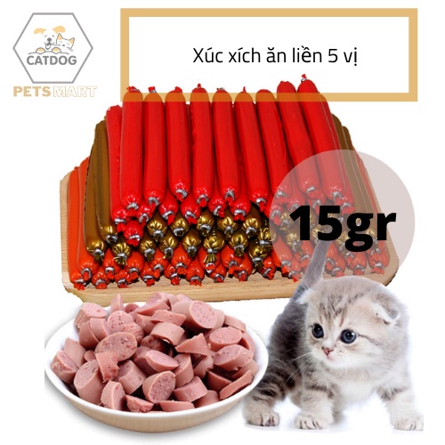 Xúc xích ăn vặt cho chó mèo loại 15gram mix vị