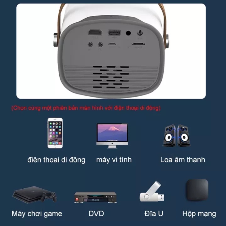 Máy chiếu mini YG230 Led HD chính hãng LEJIADA độ phân giải 1080p hỗ trợ kết nối không dây với điện thoại