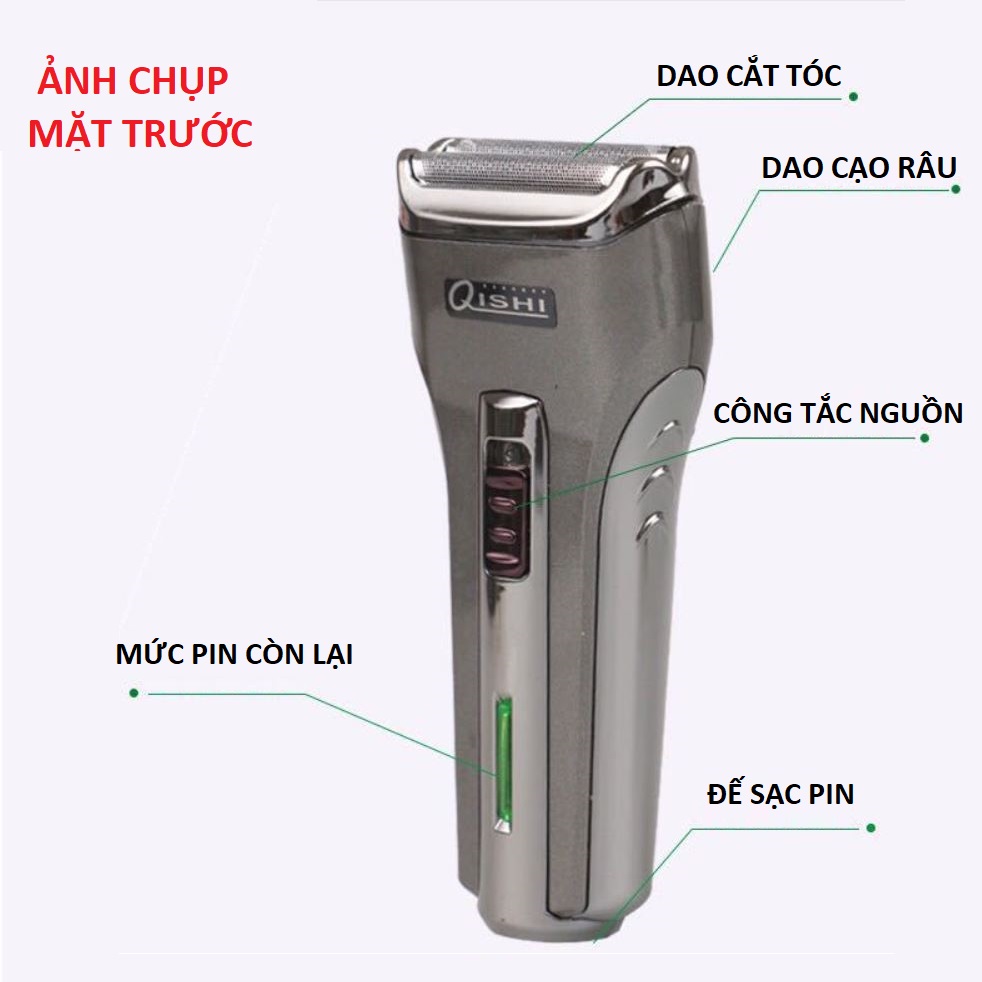 Máy Cạo Râu QISHI CAO CẤP,có lưỡi cắt ngắn và lưỡi cạo sát, được bao bọc bên ngoài lớp lưới an toàn