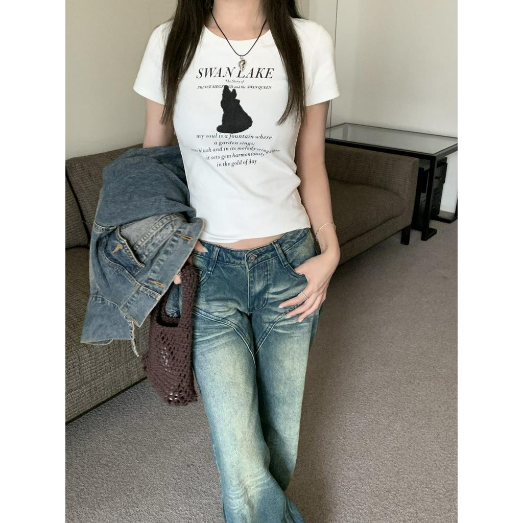 Áo Thun Cotton Nguyên Chất In Hình Thỏ Ngắn Tay Thời Trang Mùa Hè 6388