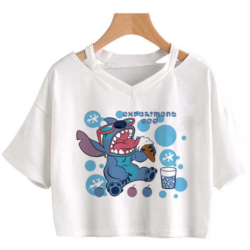 Áo Thun Nữ Tay Ngắn In Hình Stitch Phong Cách Nhật Bản
