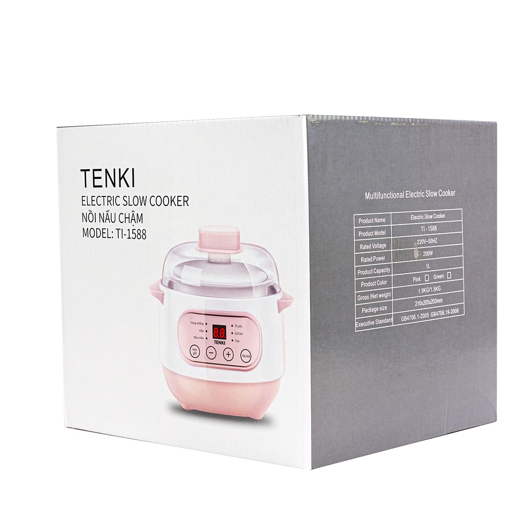 Nồi Nấu Cháo Chậm, Nồi Chưng Yến TENKI TI-1588 Ninh Hầm Nấu Cháo Hấp Súp 6 Chế Độ Nấu Tiện Lợi Nấu Cháo Cho Bé