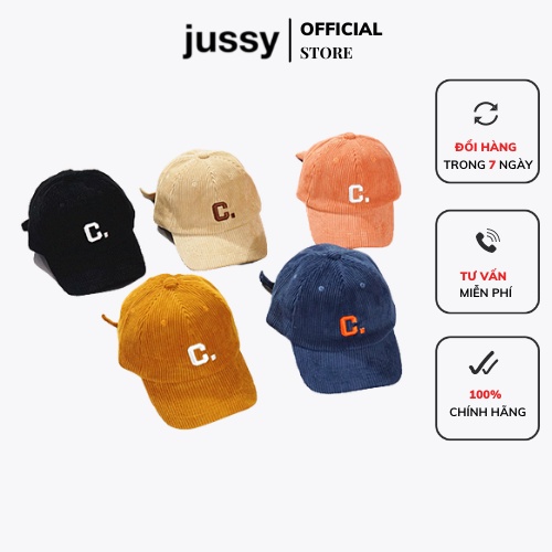 Nón Kết Chữ C Mũ Lưỡi Trai  Nam Nữ Jussy Fashion Phong Cách Nón Lưỡi Trai Unisex Form Cứng Vải Nhung Gân Dày Nhiều Màu