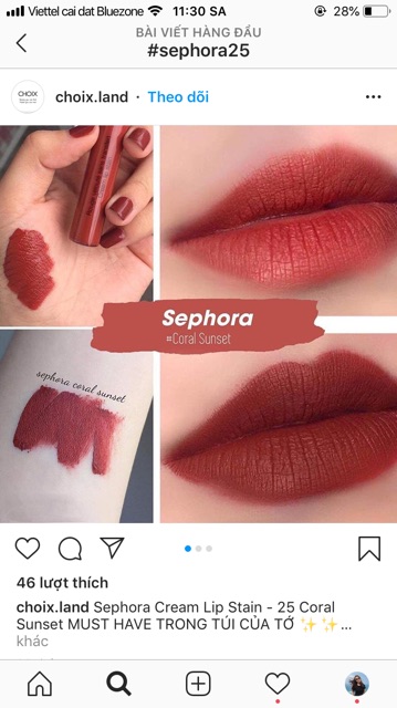 Son kem Sephora Cream Lip Stain