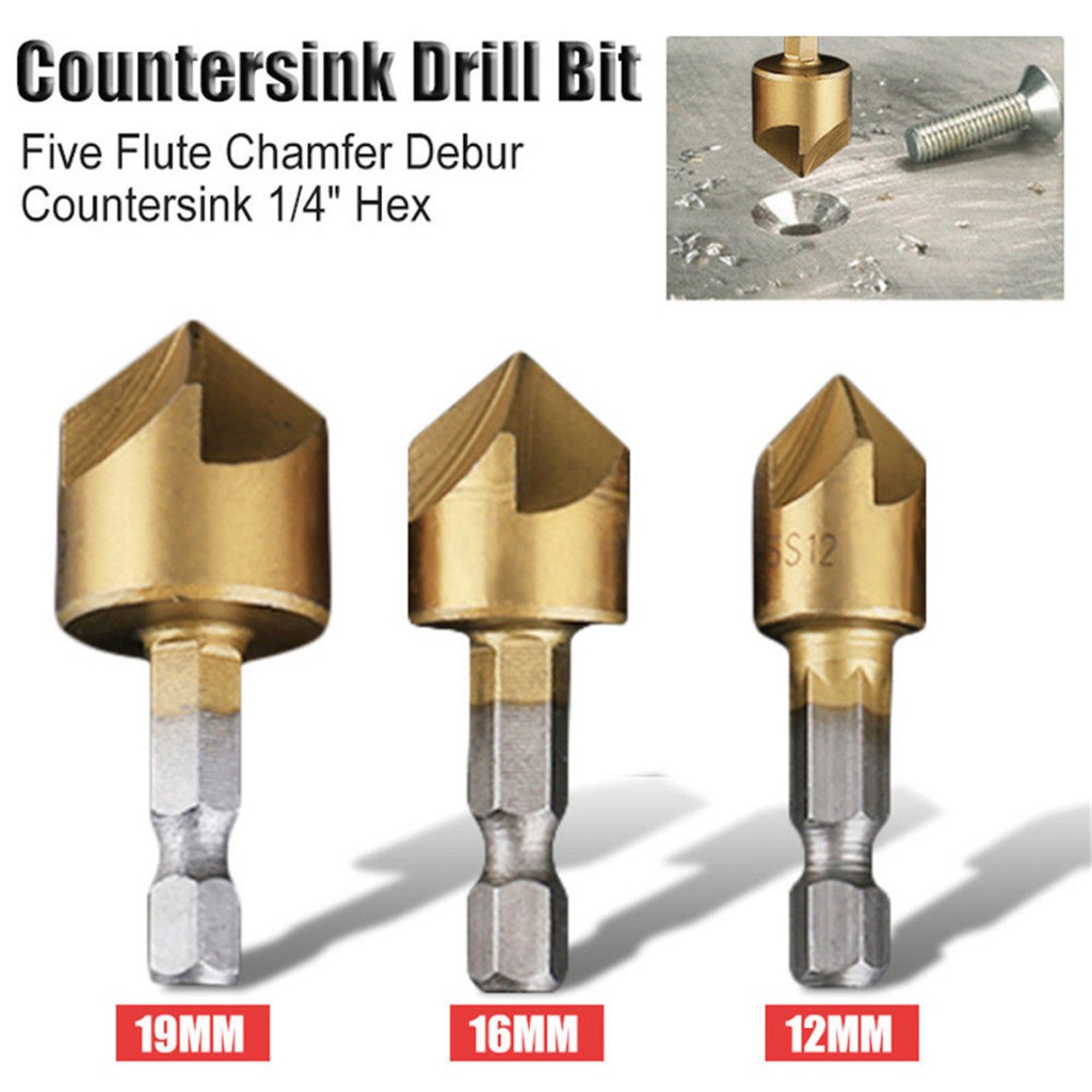 Bộ 3 mũi khoan 1/4" bằng thép cacbon chất lượng cao