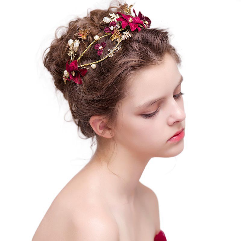 Bridal Wearing Rhinestone Simulation Flowers Beads Hair Jewelry New Arrival Personalized Fancy Bulk New Vintage Tiaras