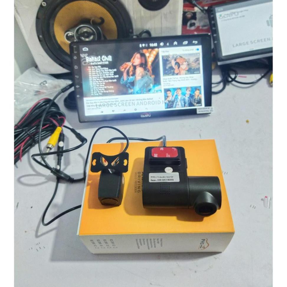 Camera hành trình TRƯỚC SAU tích hợp cam lùi U10 ADAS cam kết nối màn android BH 6 tháng