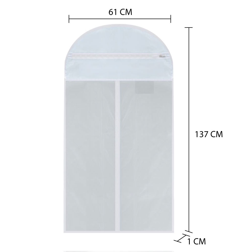 HomeBase PLIM Túi bọc quần áo bằng nhựa PVC Thái Lan 61cmx137cmx1cm màu trắng trong
