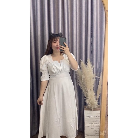 [Shop bigsize nữ] Đầm công chúa dáng dài bigsize 60-90kg L-XL-XXL màu trắng/ đen