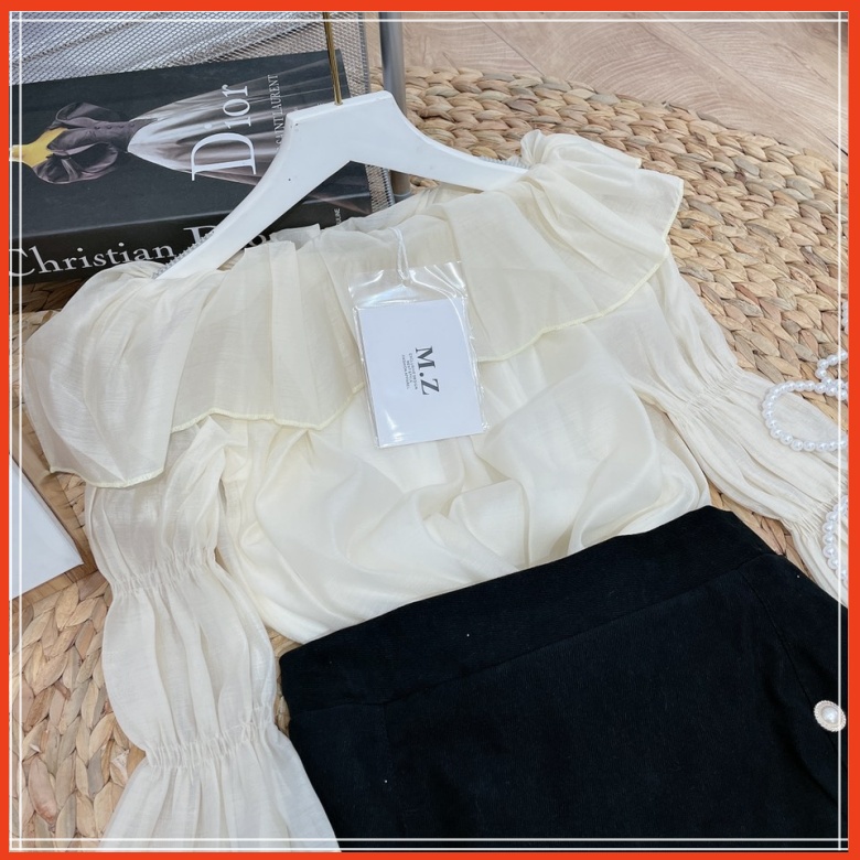 [ FreeShip ] Set áo tơ trễ vai chân váy cúc ngọc tiểu thư kèm ảnh thật + video thật Mã SS006 | BigBuy360 - bigbuy360.vn