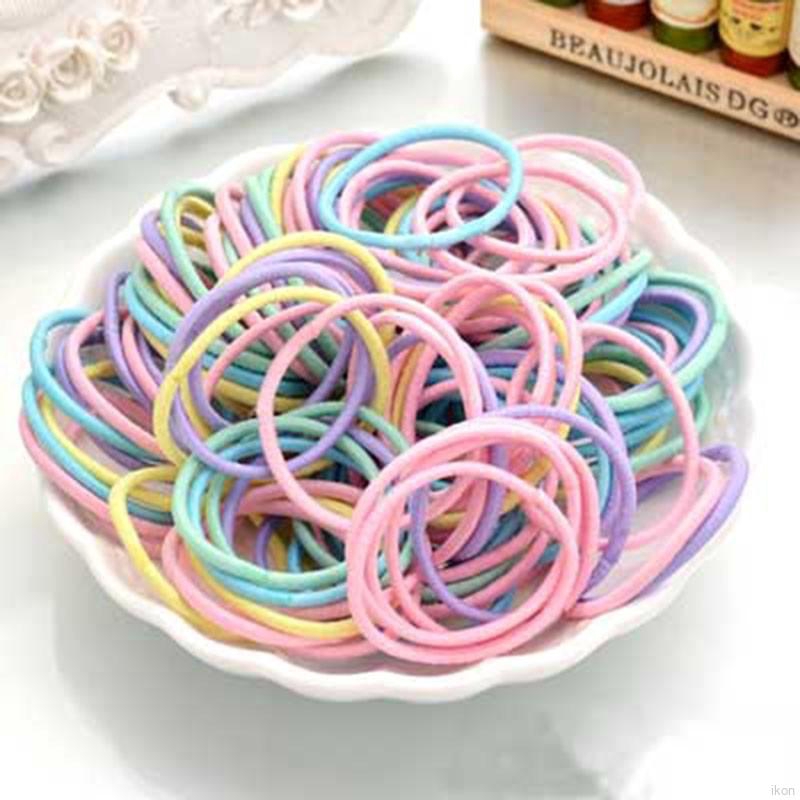 Set 100 dây cột tóc co giãn nhiều màu xinh xắn cho bé