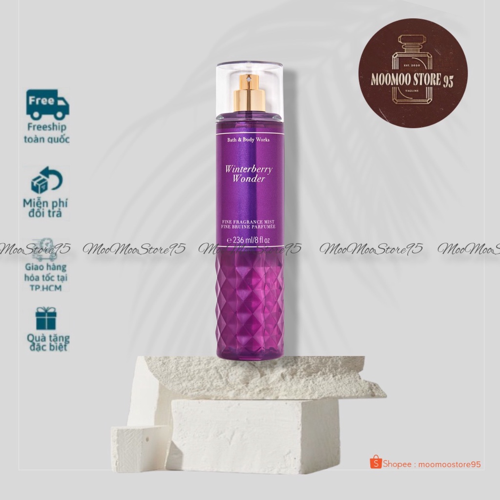 Xịt thơm toàn thân bodymist Bath &amp; Body Works: Winterberry Wonder - 236ml Full Seal