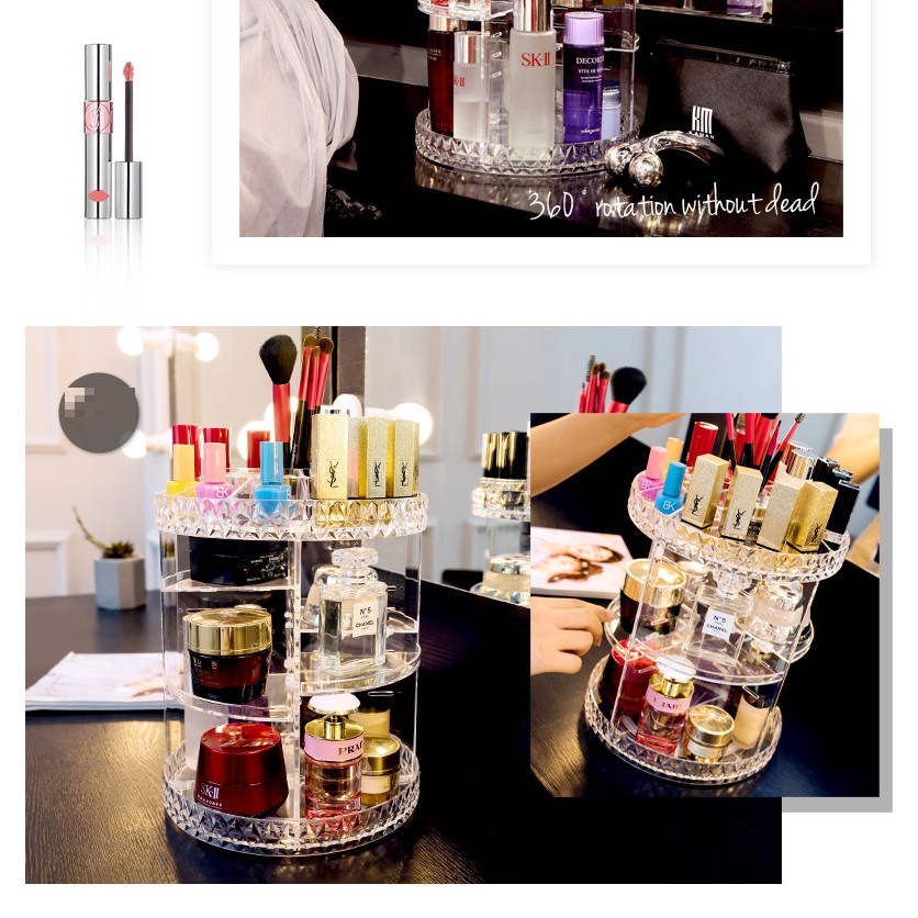 SF-1702D-Kệ để mỹ phẩm nhựa trong suốt 360 độ cao cấp